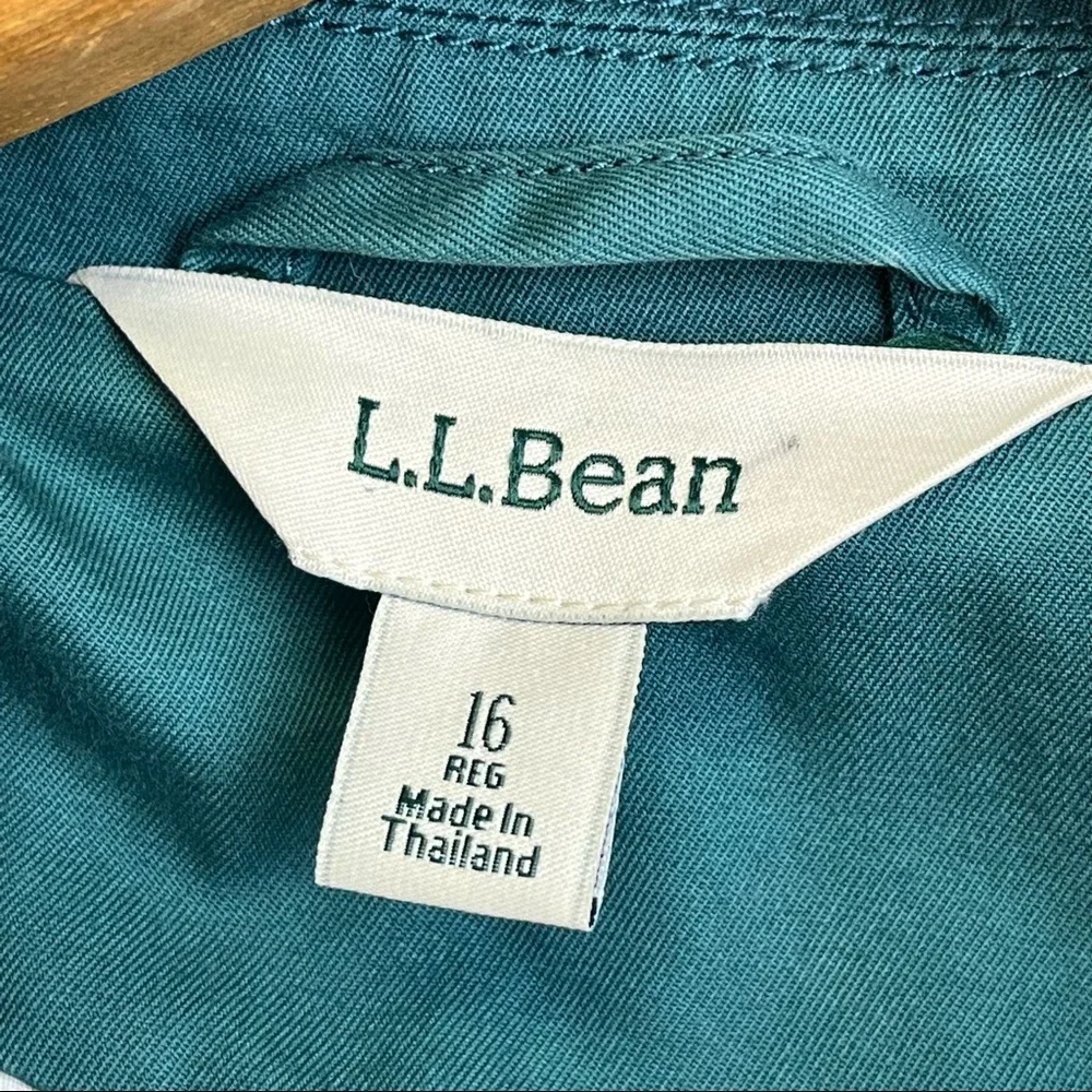 L.L. Bean Cotton Lined Three Button Twill Chino Jacket Blazer Size 16 - Picture 5 of 10